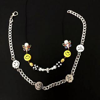 Skull titanium steel butterfly ceramic smiley hip hop necklace dice