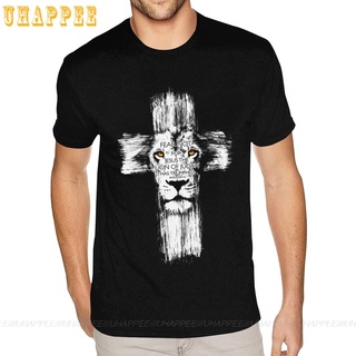 เสื้อยืดแขนสั้น ผ้าฝ้าย พิมพ์ลายสิงโต Judah Lion Jesus สีดํา สําหรับผู้ชาย