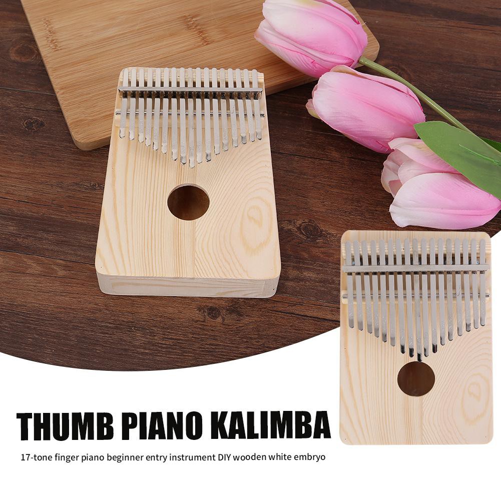 เปียโนนิ้ว 17 Key Kalimba Thumb Finger Piano African DIY Wooden White ...