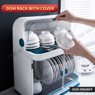 ชั้นวางจานในครัวแบบมีฝาปิด ชั้นวางเครื่องปรุงในครัว ตู้เก็บของในครัว dish rack