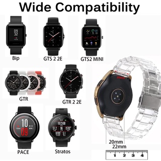 สายนาฬิกาข้อมือเรซิ่นใส 20 มม. 22 มม. สําหรับ Huami Amazfit GTR Mini 2 3 4 5 BIp U 42 มม. 47 มม. BIp3 BIp5 GTR2 GTR 2E GTR4 GTR3 Pro