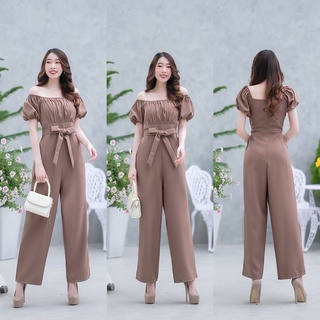 hbstation.shop เสื้อผ้าแฟชั่น Jumpsuit สีน้ำตาล พร้อมส่ง