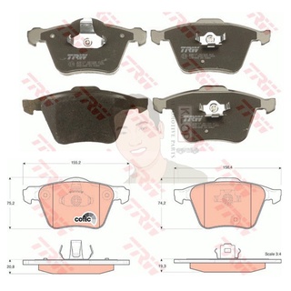 GDB1565 ผ้าเบรค-หน้า(TRW) (เนื้อผ้า COTEC) VOLVO XC 90 2.5T, 2.9 03-10