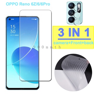 3-in-1 OPPO Reno 6Z กระจกนิรภัย OPPO Reno 6 Z 5 4 Pro 5G 4G ป้องกันหน้าจอ OPPO Reno 5Z HD ฟิล์มกระจกนิรภัย