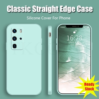 เคสโทรศัพท์ซิลิโคนทรงสี่เหลี่ยมสําหรับ Huawei P20 P30 P40 Pro Plus