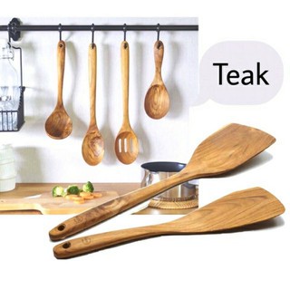 ตะหลิวไม้สักแท้ 100% งานส่งออก /ชิ้น Wooden teak spetula for cooking