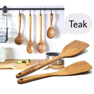 ตะหลิวไม้สักแท้ 100% งานส่งออก /ชิ้น Wooden teak spetula for cooking