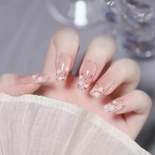 เล็บปลอม ลายดอกไม้ สีขาว 24 ชิ้น/กล่อง R567