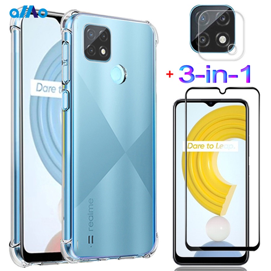 3 in 1 กระจกนิรภัยเลนส์หน้าจอสามสมบัติกรณีRealme 105 5i 6i 5s C3 OPPO A93 A54 A12e A12 A3s A5s A7 A9