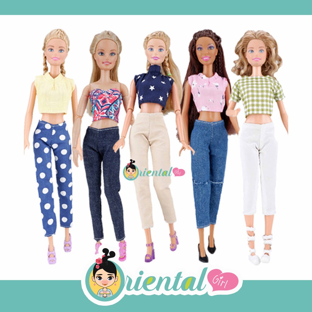 พร้อมส่ง เซ็ทเสื้อ+กางเกงขายาว 6 ส่วน บาร์บี้ barbie fr ไม่รวมตุ๊กตา เสื้อผ้าบาร์บี้ เสือผ้า ชุดบาร์บี้