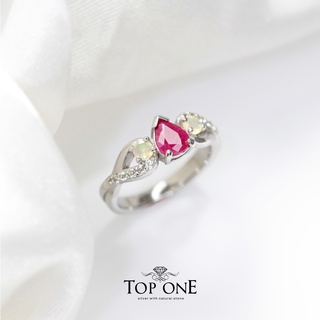 Top1Jewelry แหวนเงินแท้925 พลอย Ruby, Opal แท้