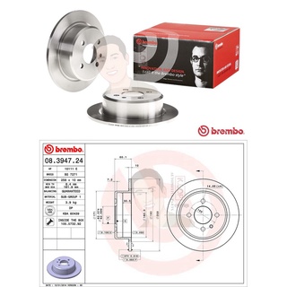 08 3947 24 จานเบรค ล้อ R (ยี่ห้อ BREMBO) รุ่น Std BMW ซีรี่ส์ 3 E30 316i 320i 325i ปี1982-1992