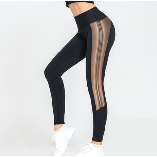 Leggings สกรีนสีทองอมทองแดงตัดกับเนื้อกางเกงสีดำสวยมาก