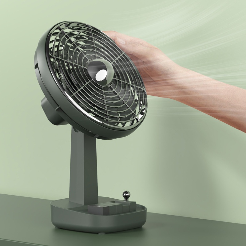 HSV Rechargeable 4000mAh 8inch 4 Speed Table Fan Shaking Head Desk