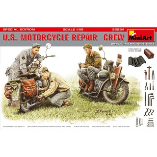 โมเดลฟิกเกอร์ทหารและรถมอเตอร์ไซด์ MiniArt 1/35 MI35284 U.S. Motorcycle Repair Crew