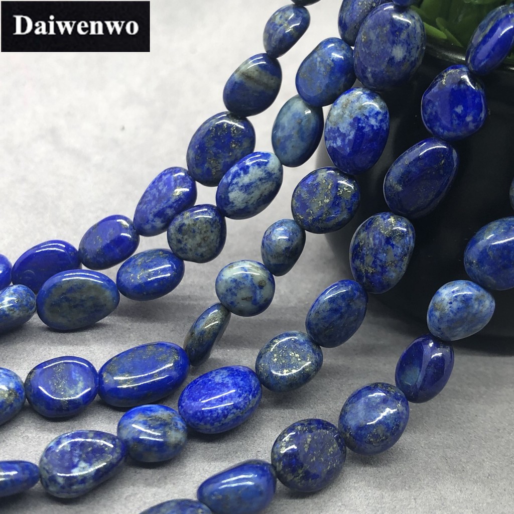 Lapis Lazuli ลูกปัดหินธรรมชาติ รูปกรวด ทรงหลวม DIY
