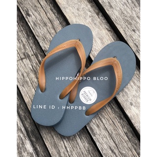 สีฟ้าครามหูยางพาราธรรมชาติ รองเท้าแตะฮิปโป ฺBlue Organic Rubber Hippo Bloo Premium Rubber