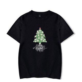 เสื้อยืดผ้าฝ้าย เสื้อยืดคริสต์มาสAlimoo Merry Christmas Men &amp; Women Cotton T-shirt Lovers Tops Oversize XXS 4XL