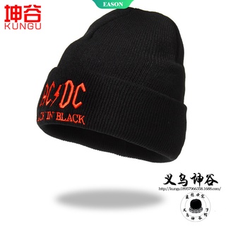 Beanies หมวกถักไหมพรม ปักลายตัวอักษร ACDC สไตล์ฮิปฮอป เหมาะกับเต้นรํา ฤดูใบไม้ร่วง ฤดูหนาว สําหรับผู้ชาย และผู้หญิง มีสีดํา สีขาว