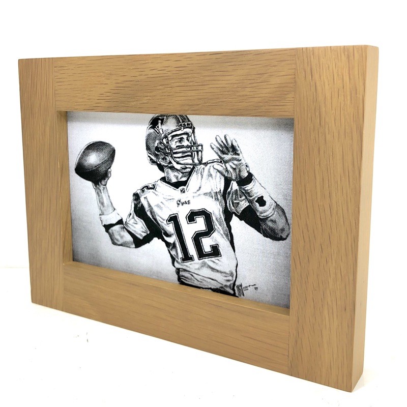 4x6" TOM BRADY NFL American Football Patriots Oak Decor Poster ไม้แท้ HIGH QUALITY กรอบรูป Photo Fra