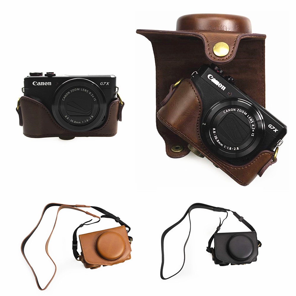 Retro Pu Leather Camera Bag Hard Case Cover For Canon Powershot G7 X