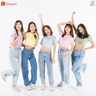 Expogarment เสื้อครอป พาสเทล เอวลอย PASTEL CROP แขนสั้น คอกลม ผ้าคอตตอน มี3ทรง สีพาสเทล (ชมพู ฟ้า ขาว เหลือง ม่วง เขียว)