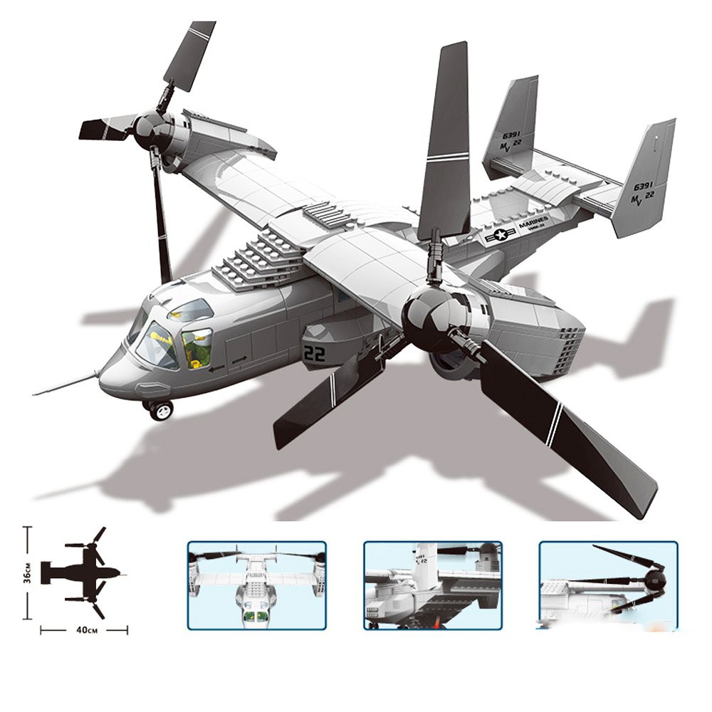 Wange 5006 ของเล่นประกอบ โมเดลเครื่องบินรบ V-22 OSPREY TILTRTOR AIRCRAFT