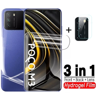 3in1 ฟิล์มไฮโดรเจลกันรอยหน้าจอ กันรอยเลนส์กล้อง สําหรับ poco x2 m3 x3 nfc F2 pro Pocophone F1 on xiomi xami