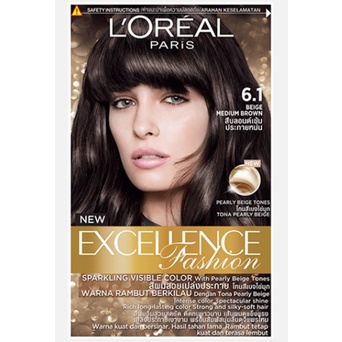 เบอร์ 6.1 สีบลอนด์เบจเข้มประกายหม่น Loreal Excellence Fashion color cream ลอรีอัล เอ็กซ์เซลเลนซ์ ครี