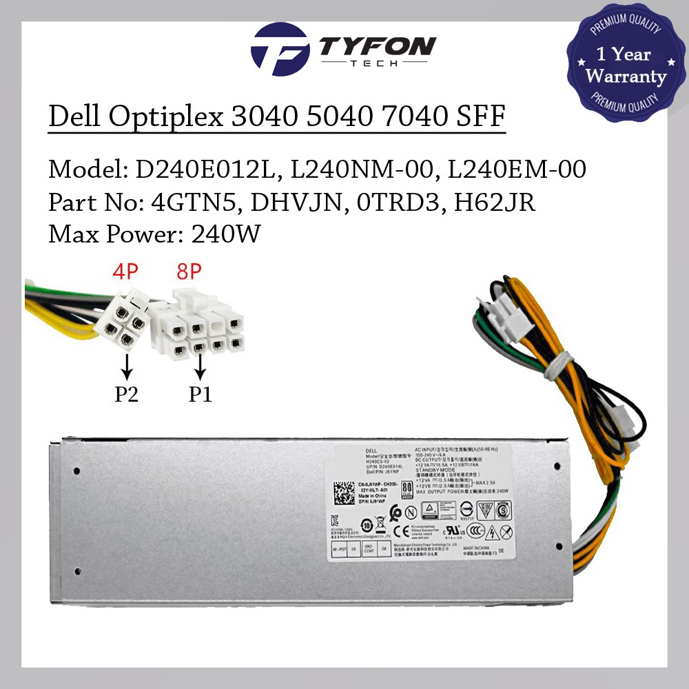 Dell Optiplex 3040 5040 7040 Inspiron 3650 3656 SFF Power Supply PSU 180W (8 Pin) 5XV5K RWMNY (ตกแต่