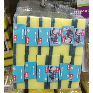 พร้อมส่ง!! ฟองน้ำล้างจาน ฟองน้ำทำความสะอาดล้างจาน ฟองน้ำหนาอย่างดี ยี่ห้อ DIY (ยกแพ็ค 12ชิ้น)