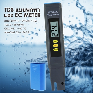 Pentype 2-in-1 TDS / EC Meter พร้อม ATC Digital Water Quality Tester การวัดอุณหภูมิสำหรับการวิเคราะห์น้ำด้วยระบบไฮโดรโปนิกส์