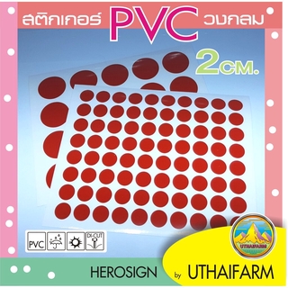 สติกเกอร์ PVC กั้นน้ำ วงกลม เส้นผ่าศูนย์กลาง 2 ซม.(เล็ก) แพ็ค 4 ชิ้น