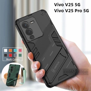 ใหม่ เคสโทรศัพท์มือถือแข็ง กันกระแทก พร้อมที่ตั้งวาง สไตล์ธุรกิจ สําหรับ Vivo V25 V25E Pro V25Pro VivoV25Pro 5G