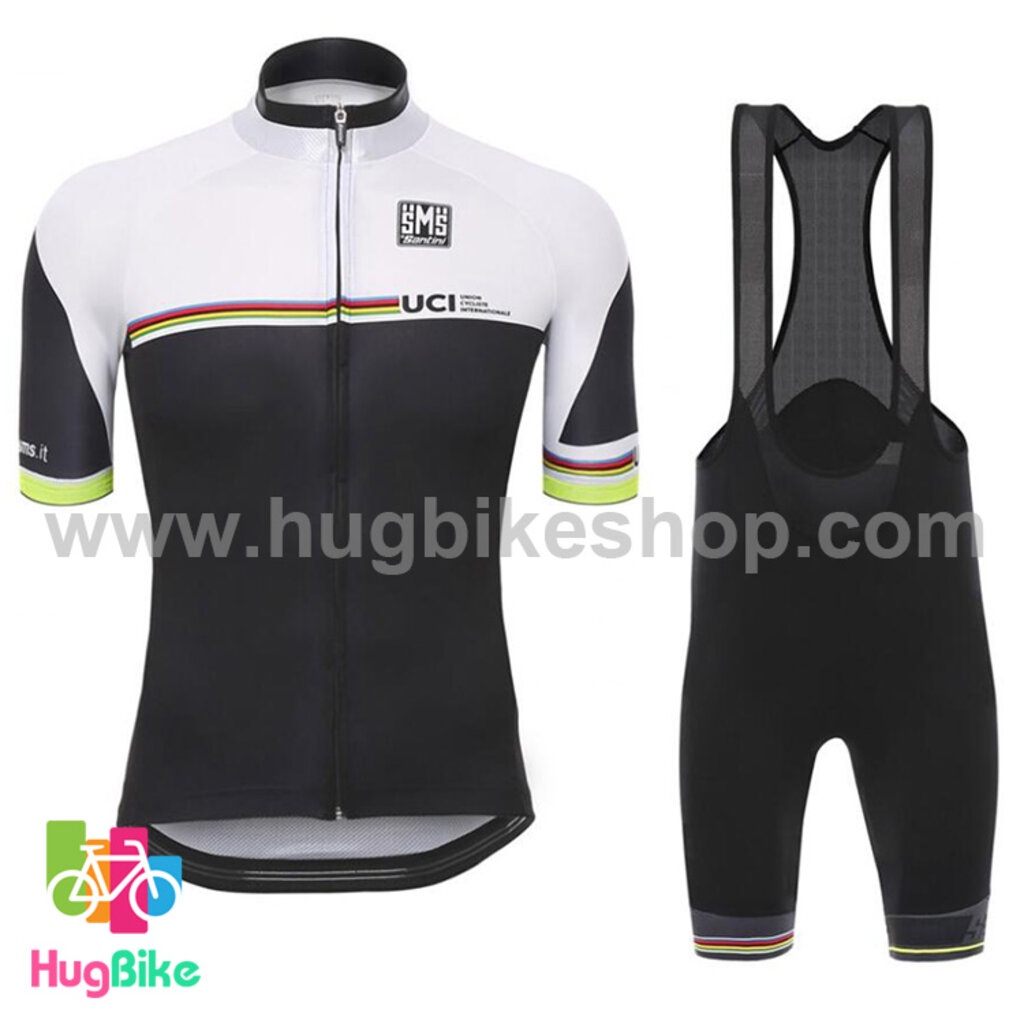 ชุดจักรยานแขนสั้นทีม Giro d'Italia 17 (10) สีดำขาว UCI กางเกงเอี๊ยม