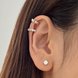 ต่างหูหนีบ ต่างหูคลิป earcuff ไม่ต้องเจาะหู (ได้ทั้ง 2 ชิ้น) ต่างหูสไตล์เกาหลี / honeycomb earcuff set