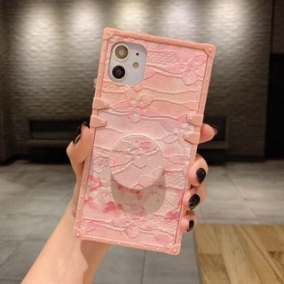 For Xiaomi Mi 11T 12 10T 11 Lite POCO M3 X3 Redmi 9 9A 9C 10C 10 10A Note11 Note8 Note10 Note9 Pro Note9S Note10S Note11S Beautiful Flower Square Phone Case With Bracket