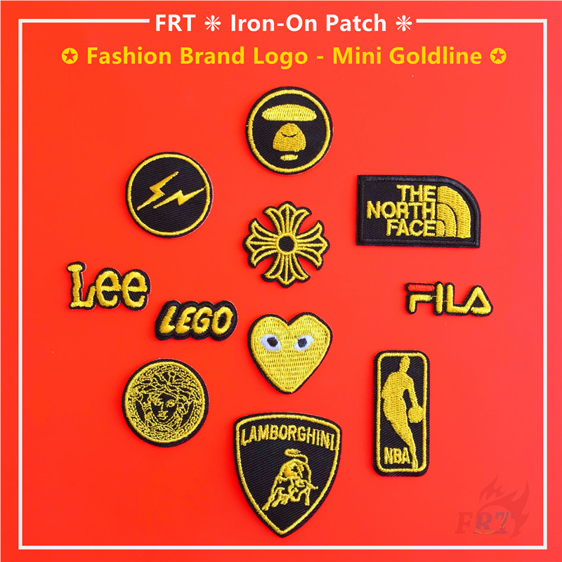 Fashion Brand Logo - Mini Goldline Series 03 แผ่นป้ายสําหรับเย็บปักตกแต่งเสื้อผ้า 1 ชิ้น ( 11 แบบ )