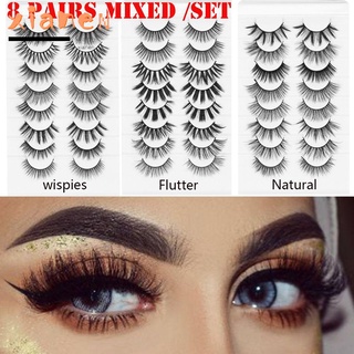 XIANSTORE SKONHED 8 Pairs Mixed Styles Womans Fashion False Eyelashes Handmade 3D Mink  Eye Lash Extension Beauty Wispies Fluffies Eye Makeup Tools Criss-cross Natural Full Volume Lashes