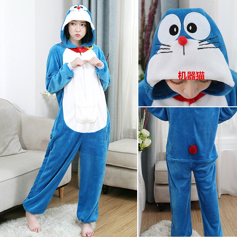 ใหม่ Onesies Unisex Doraemon Kigurumi ชุดนอนสตรีชุดนอนชุดนอนอะนิเมะเครื่องแต่งกายการ์ตูน Jumpsuit