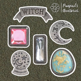 ʕ •ᴥ•ʔ ✿ พร้อมส่ง : เข็มกลัดเซ็ทแม่มด,คริสตัลและดวงจันทร์ | Witch, Crystal &amp; Moon Enamel Brooch Pin Set.