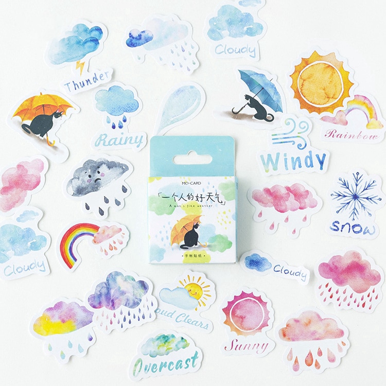 สติกเกอร์ ลายน่ารัก สำหรับตกแต่งสมุดไดอารี่ 46 ชิ้น