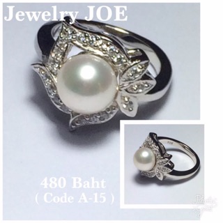 แหวนประดับมุกล้อมเพชร CZ ( Pearl Ring )