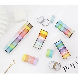 🌈 washi tape Masking tape หลายขนาด เทปวาชิตกแต่ง สีพาสเทล แบบมีกาว