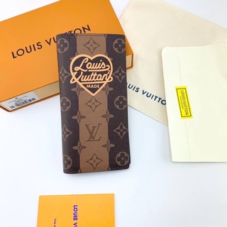 LOUIS VUITTON X VIRGIL ABLOH LV MADE SQUARE MONOGRAM STRIPES BROWN CANVAS LEATHER BRAZZA LONG WALLET กระเป๋าสตางค์ใบยาว