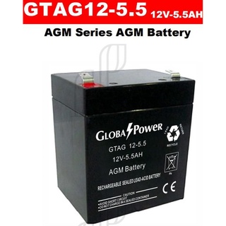 แบตเตอรี่แห้ง Global Power AGM 12V 5.5AHสำหรับสำรองไฟ UPS ไฟฉุกเฉิน โซล่าเซลล์ Solar cell และอุปกรณ์ไฟฟ้า12โวลต์5.5แอมป