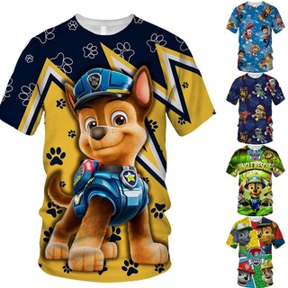 เสื้อยืดแขนสั้น พิมพ์ลายการ์ตูน Paw Patrol 3 มิติ สไตล์สตรีท สําหรับเด็กผู้ชาย และเด็กผู้หญิง