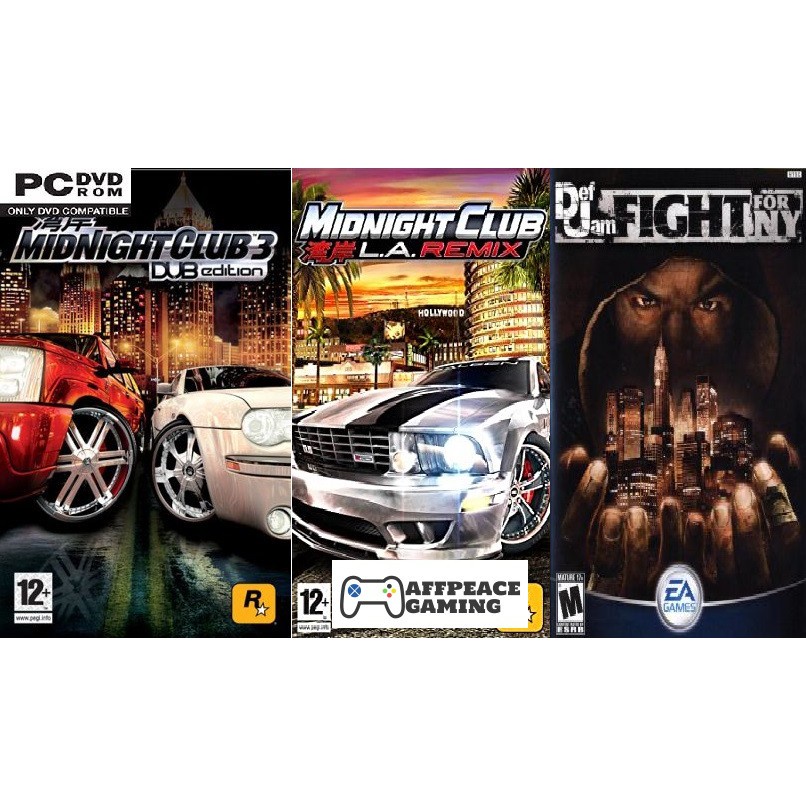 ?(PC GAME) 3 IN 1 Midnight Club . Remix Midnight Club 3: Dub Edition  Def Jam - Fight for NY - DVD | Shopee Thailand