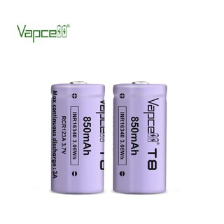 ถ่านชาร์จ Vapcell INR16340 3.7V 850mAh 3A หัวนูน สีม่วง ของแท้