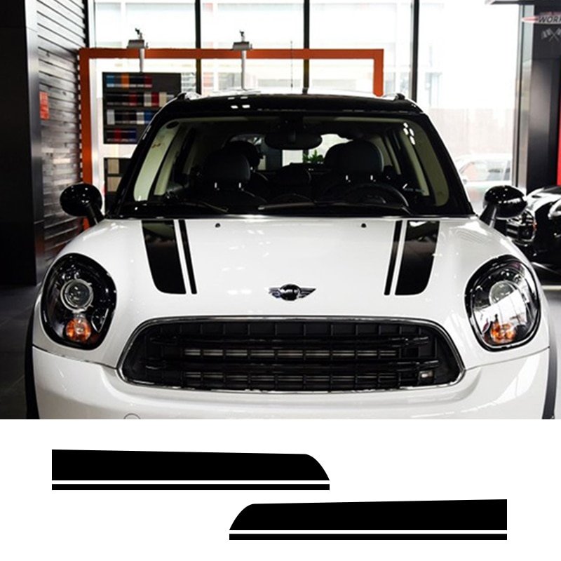 จัดแต่งทรงผมรถ Hood สติกเกอร์หัว Stripe Decal สําหรับ MINI Cooper One S JCW Countryman Clubman R55 R60 R61 F54 F55 F56 รถอุปกรณ์เสริม
